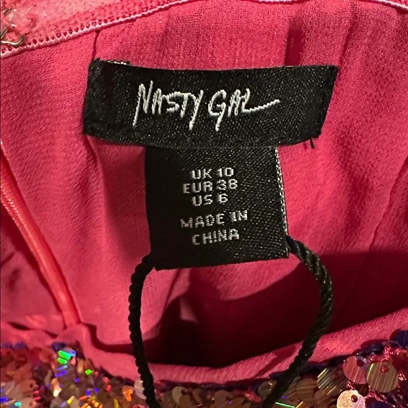 NastyGal Contrast Sequin Mini Bandeau Dress - Picture 7 of 8